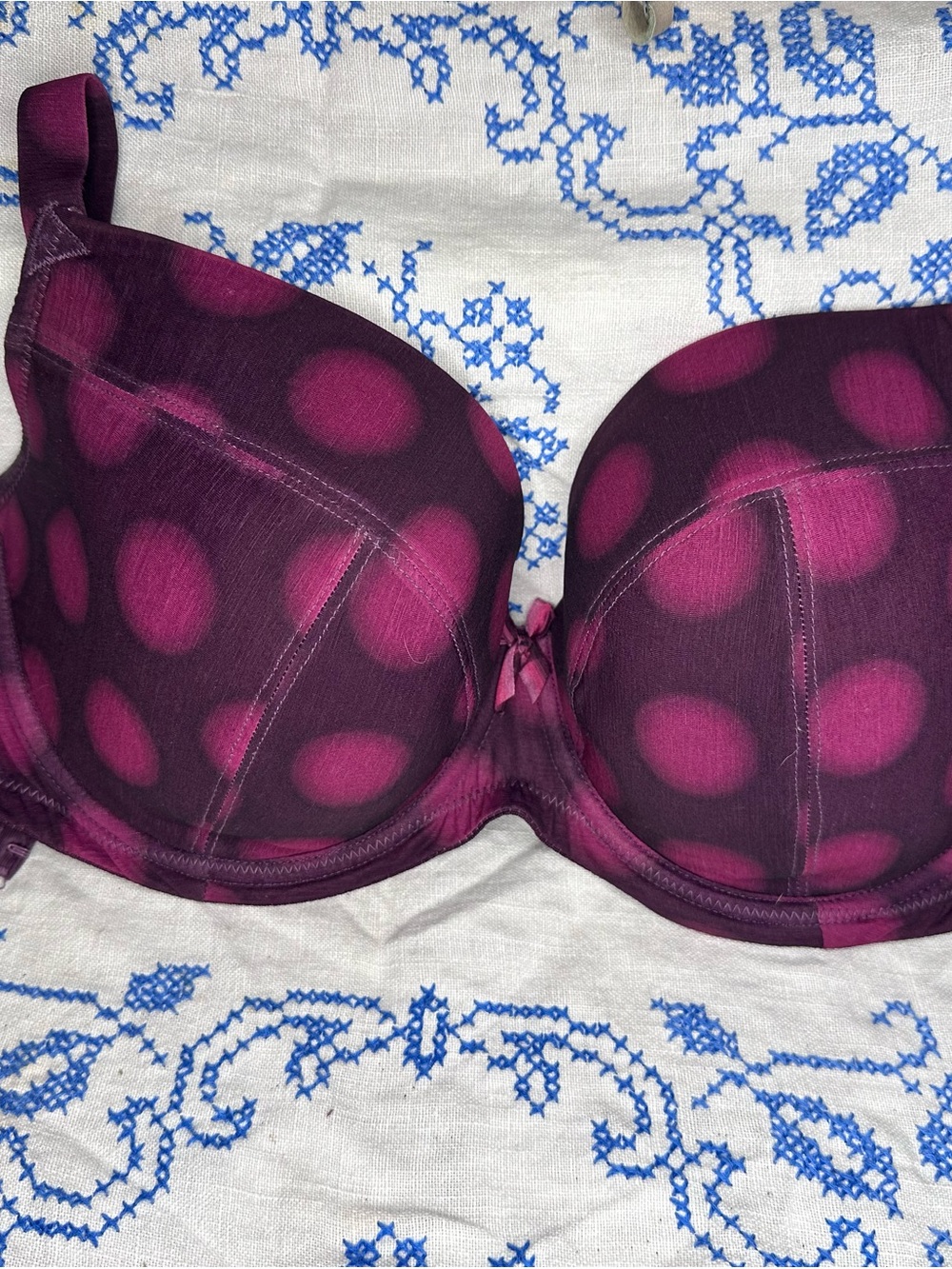 Cleo by Panache “Molly” 28GG #6476 Purple dot Plunge Bra
